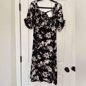 Anthropologie Puffed Sleeve Floral Smocked Dress